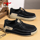 公牛世家【輕便款駕車(chē)鞋】男鞋秋季時(shí)尚男士休閑鞋子軟底舒適板鞋休閑皮鞋 黑色GN125101262 39