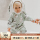 OAK FAMILY夾棉連體衣嬰兒棉服秋冬裝新生兒保暖百天男女寶寶柔暖滿月衣服 含帽子 絨球兔【斜襟款】 80cm