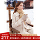 百圖betu女裝秋冬新款短外套新中式拼接毛領(lǐng)格紋大衣外套2310T63 杏色 S