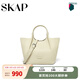 圣伽步skap2024秋季新款商場(chǎng)同款單肩水桶牛皮革女手挽包ADP01CX4 米白 均碼