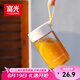 富光清然玻璃杯 高硼硅玻璃水杯子 女生便攜牛奶咖啡刻度茶杯330ml