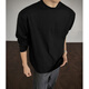 NYING美式重磅正肩長(cháng)袖t恤男25秋冬季新款潮牌衛衣基礎寬松內搭打底衫 黑色 L