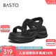 百思圖25夏商場(chǎng)同款涼鞋戶外厚底女涼鞋BP731BL5 黑色 37