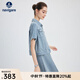 Navigare意大利小帆船短袖襯衫女士25夏季新品棉質(zhì)牛仔襯衣休閑通勤上衣 冰水藍 XL