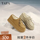 他她（TATA）厚底休閑毛毛鞋女鞋棕色牛皮加絨單鞋棉鞋冬新款CFN02DM4 杏色（仿毛里） 36