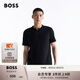 BOSS博斯男士2025年夏季新款徽標(biāo)衣領(lǐng)彈力棉質(zhì) T 恤 001-黑色 L
