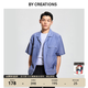 By Creations柏品男裝TEATA古巴領(lǐng)短袖襯衫男夏透氣商務(wù)t休閑亞麻條紋印花襯衣 藍色豎條紋 39