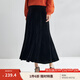 茵曼（INMAN）氣質(zhì)顯瘦絲絨半身裙女2024秋季新款通勤復古百搭中長(cháng)A字裙 黑色 M