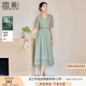 香影新中式天絲連衣裙女2025夏裝新款綠色收腰短袖絕美輕國風(fēng)裙子 淺綠 L 165/88A/110-125斤