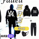 芳透嘉豪衣服 嘉豪同款戰衣 艾倫沃克alanwalker小眾秋冬新款連帽男 【三件套】w連帽衛衣+褲子+口罩 常規 S 【建議85斤內】