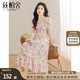 絲柏舍碎花連衣裙2025夏裝新款女高腰A字甜美度假風(fēng)方領(lǐng)中長(zhǎng)裙