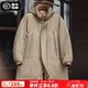 馬登工裝 美式復(fù)古PCU連帽棉服戶外登山中長(zhǎng)款派克服加厚棉襖大衣男冬 卡其色 M