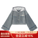 森女部落千里江山系列新中式國風(fēng)可拆假領(lǐng)兩穿牛仔外套情侶新復古回潮 連帽短款(單件)（單件） S