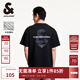 杰克·瓊斯（JACK&JONES）25年衣服男裝純棉短袖t恤男士夏季寬松潮流高端休閑字母反光半袖 E40黑色 常規(guī) L