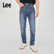 Lee25秋冬新品舒適中腰錐形五袋款中深藍男牛仔褲 中深藍 34