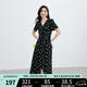 紅袖波點(diǎn)收腰連衣裙夏季2024新款女裝V領(lǐng)顯瘦減齡氣質(zhì)黑色顯白雪紡裙 黑底米點(diǎn)818 M