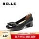 百麗（Belle）舒適優(yōu)雅單鞋女2025春新真皮蝴蝶結方跟鞋D3S1DAQ5 黑色-寬版 37 (235mm)