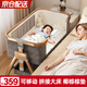 ANGI BABY嬰兒床多功能折疊床可拼接大床可移動(dòng)寶寶搖搖床新生兒哄睡神器 金色【尿布臺+椰棕墊+蚊帳】 嬰兒床拼接大床移動(dòng)嬰兒床新生兒
