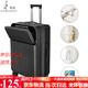 袋鼠多功能前置開口行李箱【次日達】小型可擴展拉桿箱旅行箱加厚皮箱 前置開口 拉鏈款 /曜石黑+后置杯架 24英寸 常用推薦+充電口+可擴展