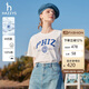 哈吉斯（HAZZYS）女裝 2025夏季女士PHIZ印花寬松短款圓領(lǐng)T恤女【安心品質(zhì)】