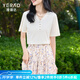 婭麗達(dá)（YERAD）v領(lǐng)t恤女短袖2024夏季新款氣質(zhì)正肩體恤打底衫上衣 白色(K0) L