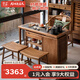 溪木工坊老榆木旋轉(zhuǎn)茶臺(tái)茶桌可移動(dòng)陽(yáng)臺(tái)茶桌新中式小型儲(chǔ)物實(shí)木泡茶臺(tái)茶幾 1米旋轉(zhuǎn)茶臺(tái)+友茗堂燒水壺