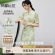 尚都比拉新中式盤(pán)扣鏤空立領(lǐng)印花連衣裙女夏季短袖暈染國(guó)風(fēng)裙氣質(zhì)中長(zhǎng)裙
