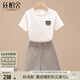 絲柏舍設(shè)計(jì)感套裝2025夏裝新款女裝圓領(lǐng)釘鉆T恤搭短褲兩件套