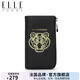 ELLE HOMME鑰匙扣頭層牛皮刺繡虎頭大鑰匙包休閑商務(wù)高檔教師節生日禮物送黑色