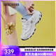 斯凱奇（Skechers）男鞋小白熊休閑鞋子厚底增高百搭運(yùn)動(dòng)軟底老爹鞋女 白色/海軍藍(lán)色/WNV 38