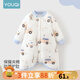 優(yōu)奇寶寶睡衣嬰兒睡袍兒童睡裙春秋款連體衣護(hù)肚防踢被純棉舒適家居服 秋冬【40g薄棉】童話世界 90