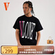 VLONE【StapleHoodle】春夏男女同款經(jīng)典大LOGO美潮純棉男士短袖T恤 黑粉-經(jīng)典大V款 L