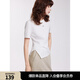 ELLE白色不規(guī)則優(yōu)雅圓領(lǐng)短袖女2025夏新款設(shè)計(jì)感時尚通勤顯瘦T恤 白色 M