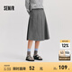 森馬（Semir）[梨形天菜]半身裙女仿毛呢學(xué)院風(fēng)裙子24冬新款A(yù)字百褶裙遮胯顯瘦 灰色調(diào)00322 165/70A/L