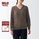 無(wú)印良品 MUJI 女式 美利奴羊毛 可水洗 V領(lǐng)毛衣 BAC12A2A 長(cháng)袖針織衫 淺灰棕色 L