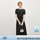 范思藍恩打條后腰鏤空連衣裙女2025夏新款小眾蕾絲拼接長(cháng)裙2675 黑色 M