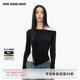 ANN ANDELMAN【王玉雯同款】官方直營不規(guī)則斜肩長袖T恤假兩件上衣 黑色 M