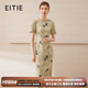 愛(ài)特愛(ài)（EITIE）【新中式印花旗袍連衣裙】復古優(yōu)雅2025夏季新款戰袍女裙B2507614 墨綠41 M (160)