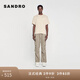SANDRO2024春秋款男裝休閑純色字母圓領(lǐng)針織T恤上衣SHPTS01383 米黃色 S