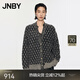 JNBY/江南布衣秋冬含羊毛針織衫女格紋中長款開襟毛衫5O0313470 973/米黑雙色 M