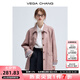 VEGA CHANG皮衣女款2025年新款春秋美式復(fù)古中長款PU皮外套 橡皮粉 S
