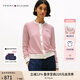 TOMMY HILFIGER25新款早秋女裝純棉條紋修身針織背心/鑲邊圓領針織開衫外套 【條紋圓領開衫】紅白條紋04Z M （推薦：110-120斤）