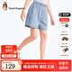 暇步士（Hush Puppies）童裝兒童女大童2025夏季時尚俏皮簡約別致假日活力感牛仔短褲 淺牛仔 【寬松版】 170
