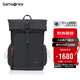 新秀麗（Samsonite）高端潮流雙肩包電腦包14英寸男士背包休閑時尚抽繩翻蓋牛皮革NS6