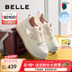 百麗（Belle）撞色百搭板鞋女2025秋新商場(chǎng)同款厚底增高休閑鞋E2V1DCM5 米色 38