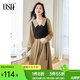 歐莎（OSA）法式假兩件連衣裙女2025秋裝新款氣質(zhì)顯瘦赫本風(fēng)裙子顯瘦旅游穿搭 卡其色 S