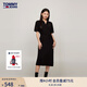 TOMMY JEANS【透氣舒適】夏女珠地棉氣質(zhì)收腰顯瘦V領寬松長連衣裙17725 黑色BDS S （推薦：95-110斤）