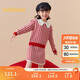巴拉巴拉女童拜年服兒童紅色童裝千鳥(niǎo)格春季兩件套208124104005