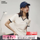 馬登復(fù)古V領(lǐng)Polo衫女士t恤高檔正肩短袖女修身日系短款老錢風(fēng)潮流上衣 米白色 /2025夏季衣服新款馬登工裝 S