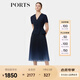PORTS寶姿春季新品女裝優(yōu)雅收腰二合一網(wǎng)紗漸變百褶拼接連衣裙 丈青 L (8)